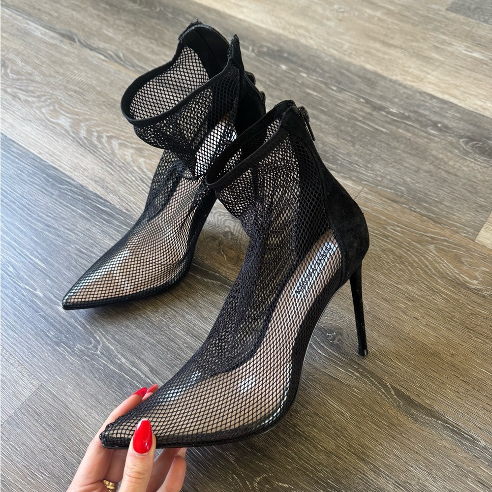Elegant Black Mesh Stiletto Heels